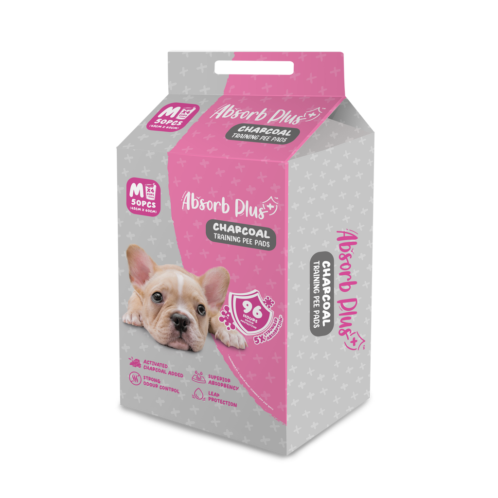 Absorb Plus Charcoal Pee Pad Pet Sheets - M (50pcs) | 45cm x 60cm.