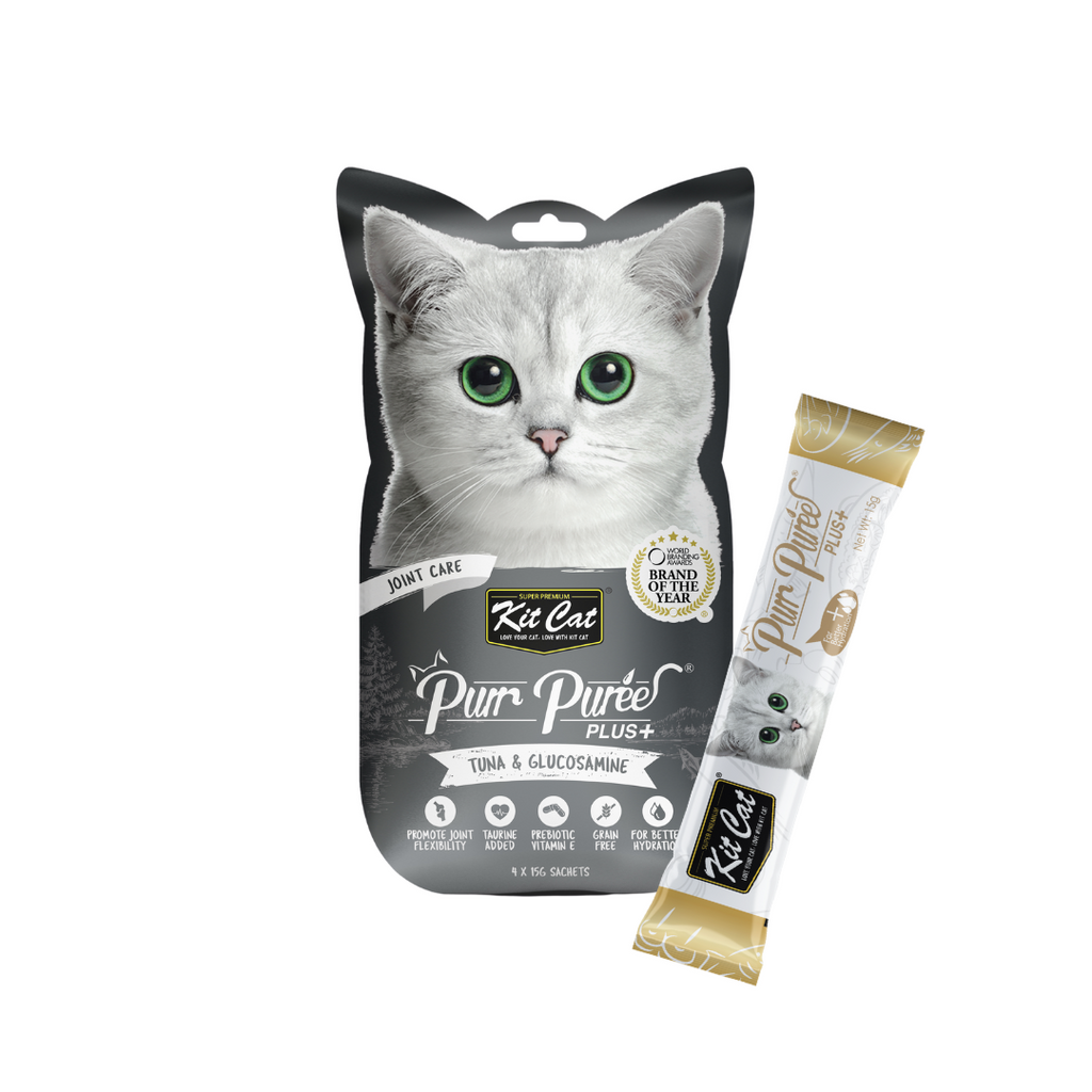 Kit Cat Purr Puree Plus+ Liquid Cat Treats - Tuna Joint Care (4x15g).