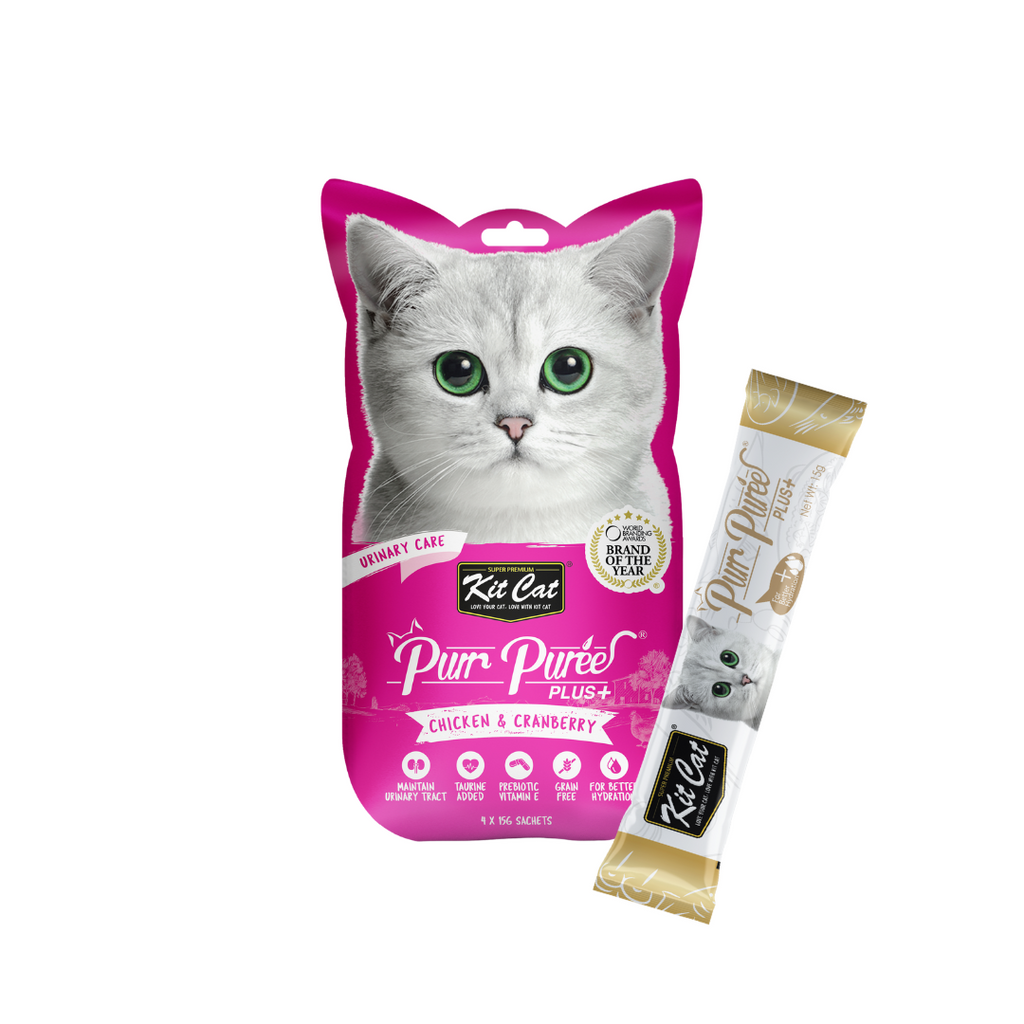 Kit Cat Purr Puree Plus+ Liquid Cat Treats - Chicken Urinary (4x15g).