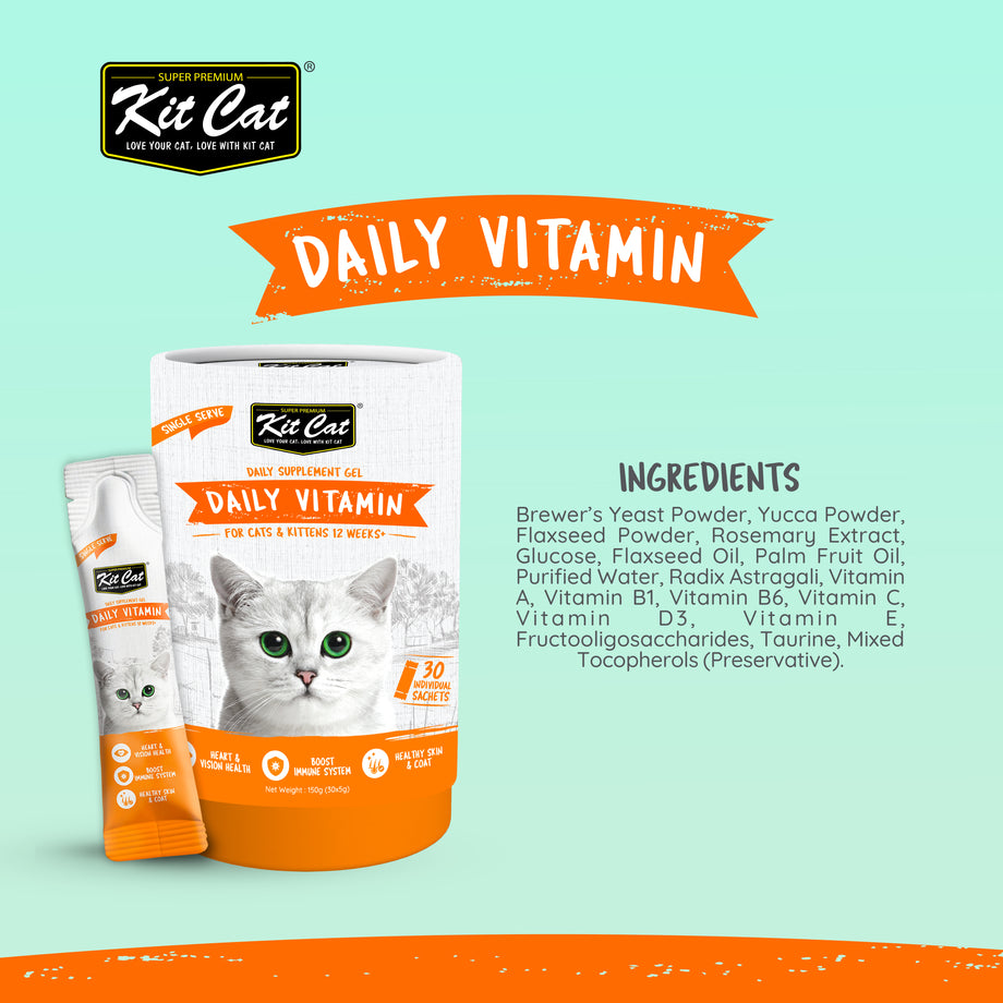palm oil cats Kit Cat Daily Nutritional Supplement Gel For Cats & Kittens Tub (5g x 30  sticks)