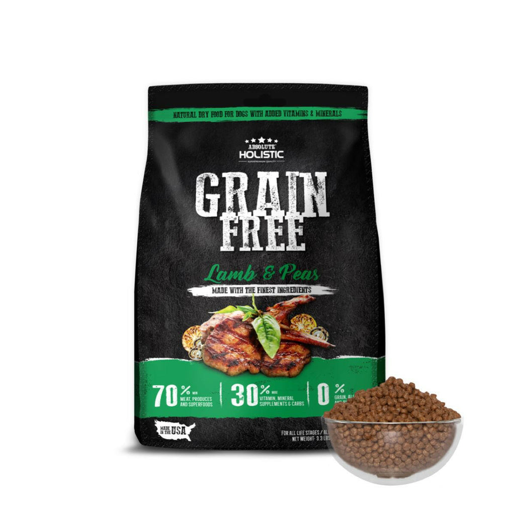 Absolute Holistic Grain Free Dry Dog Food -  Lamb & Peas (3.3lbs).