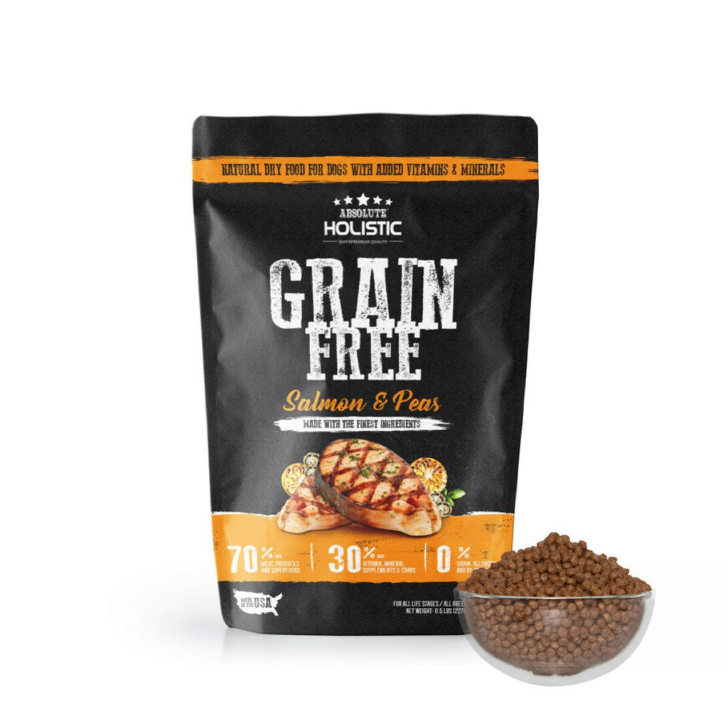Absolute Holistic Grain Free Dry Dog Food -  Salmon & Peas (0.5lbs).