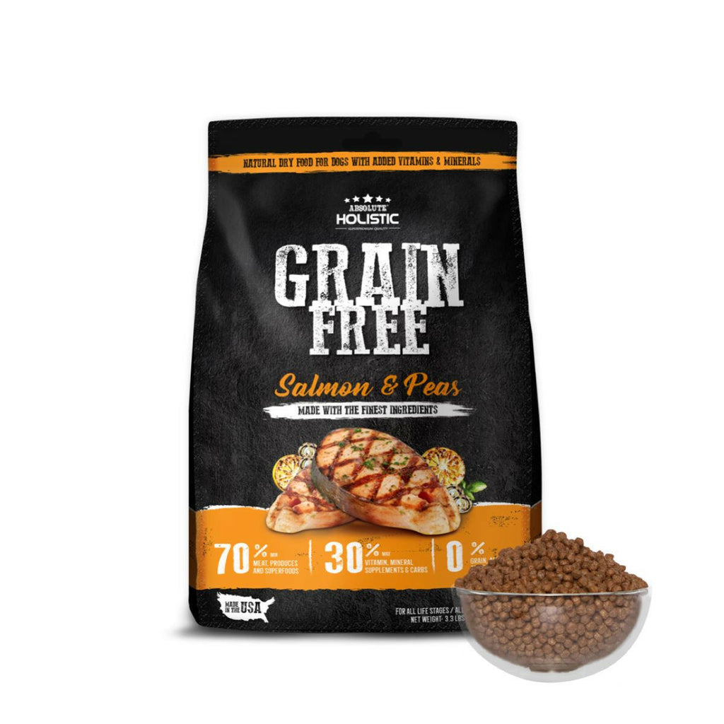 Absolute Holistic Grain Free Dry Dog Food - Salmon & Peas (3.3lbs).