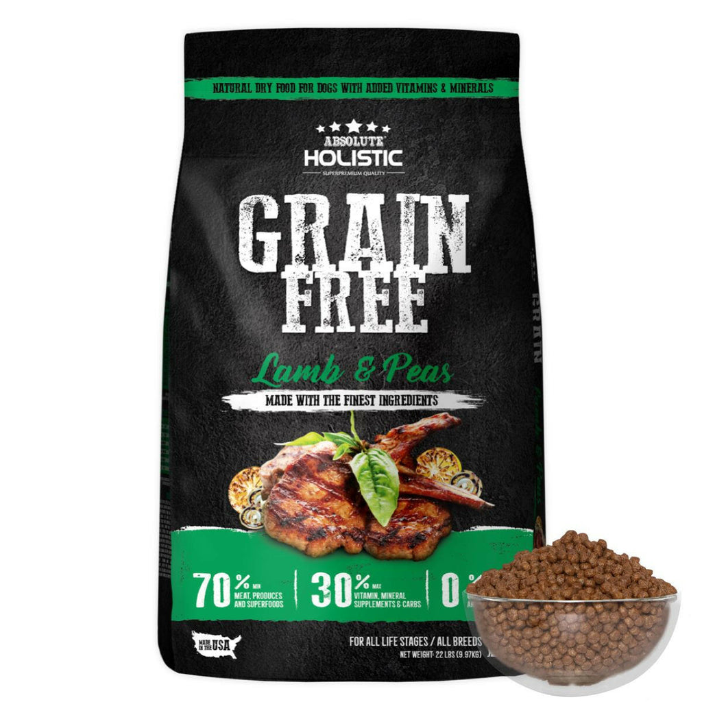 Absolute Holistic Grain Free Dry Dog Food -  Lamb & Peas (22lbs).