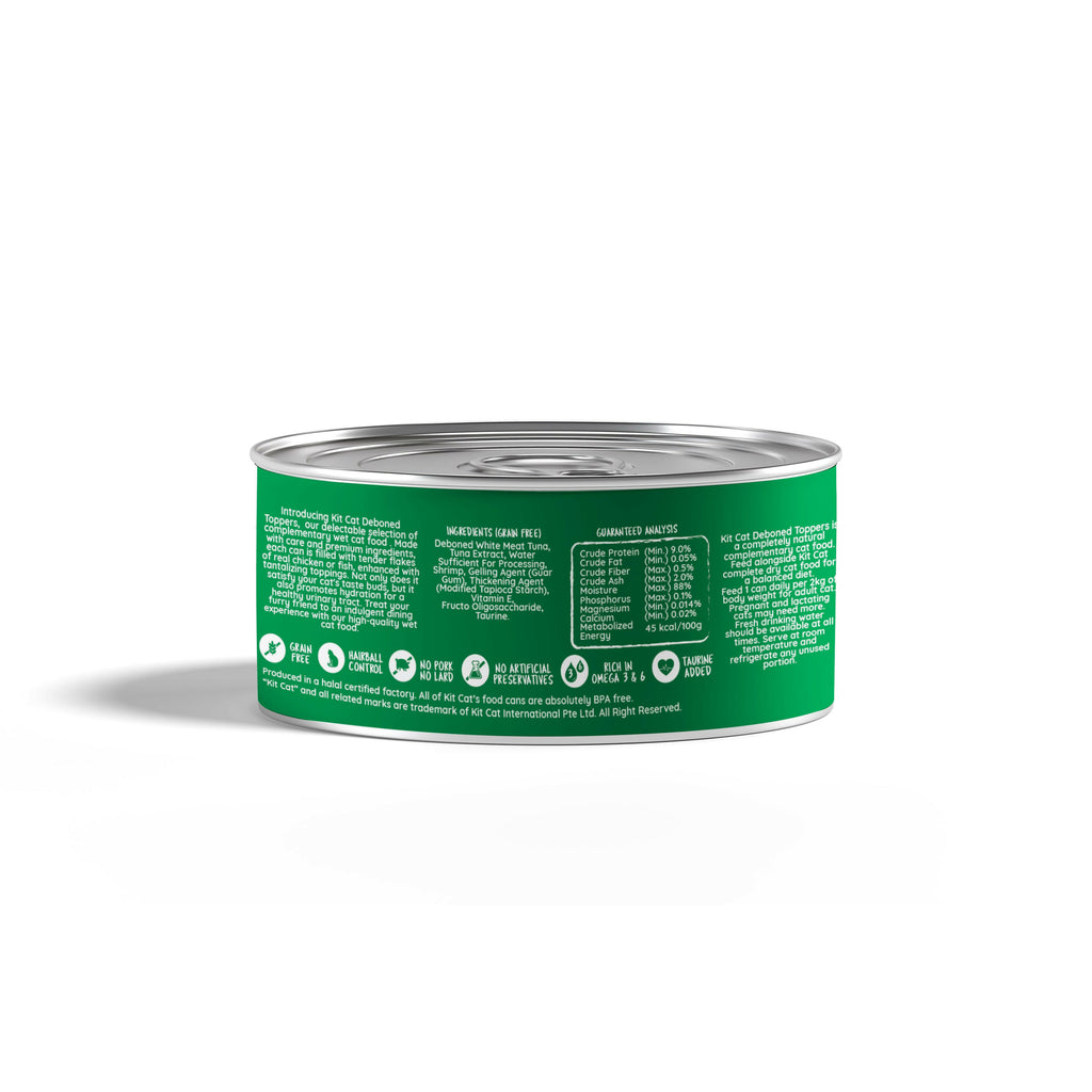 Kit Cat Deboned Toppers Cat Canned Food - Tuna & Shrimp Toppers (80g).