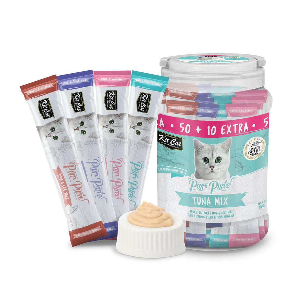 Kit Cat Purr Puree Liquid Treats for Cats - Tuna Mix (15g) | 60 Sticks.