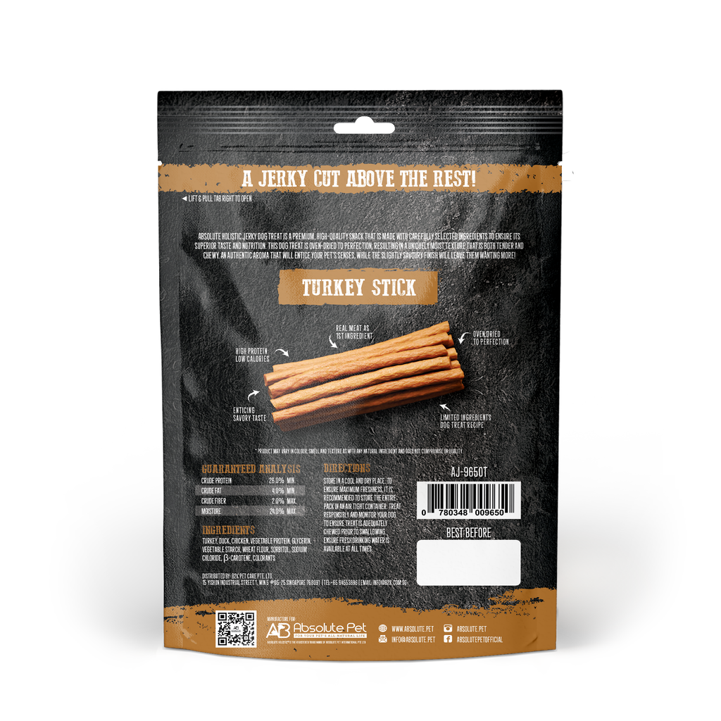 Absolute Holistic Grain Free Treats for Dog - Turkey Jerky Loin Stick (100g).