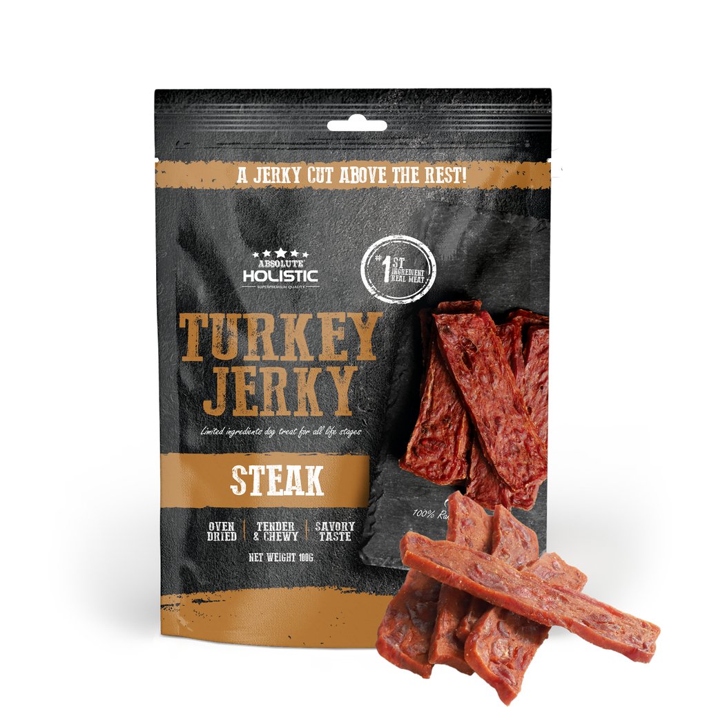 Absolute Holistic Grain Free Treats for Dog - Turkey Jerky Steak (100g).
