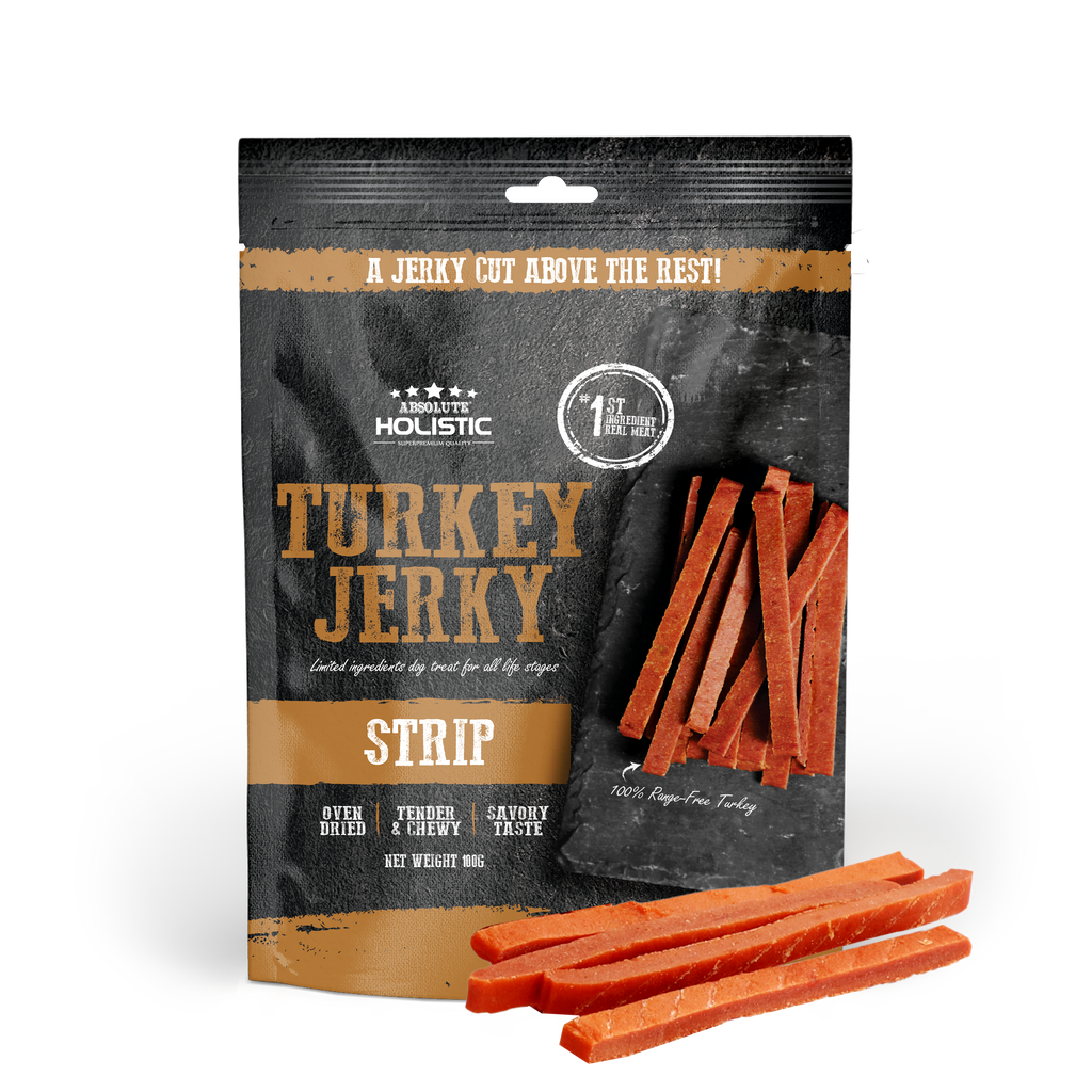 Absolute Holistic Grain Free Treats for Dog - Turkey Jerky Loin Strip (100g).