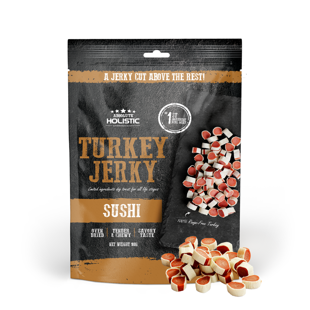 Absolute Holistic Grain Free Treats for Dog - Turkey Jerky Sushi (100g).