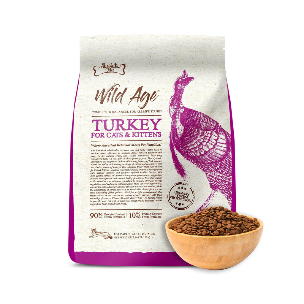 Absolute Bites Wild Age Dry Cat Food - Turkey (12lbs).