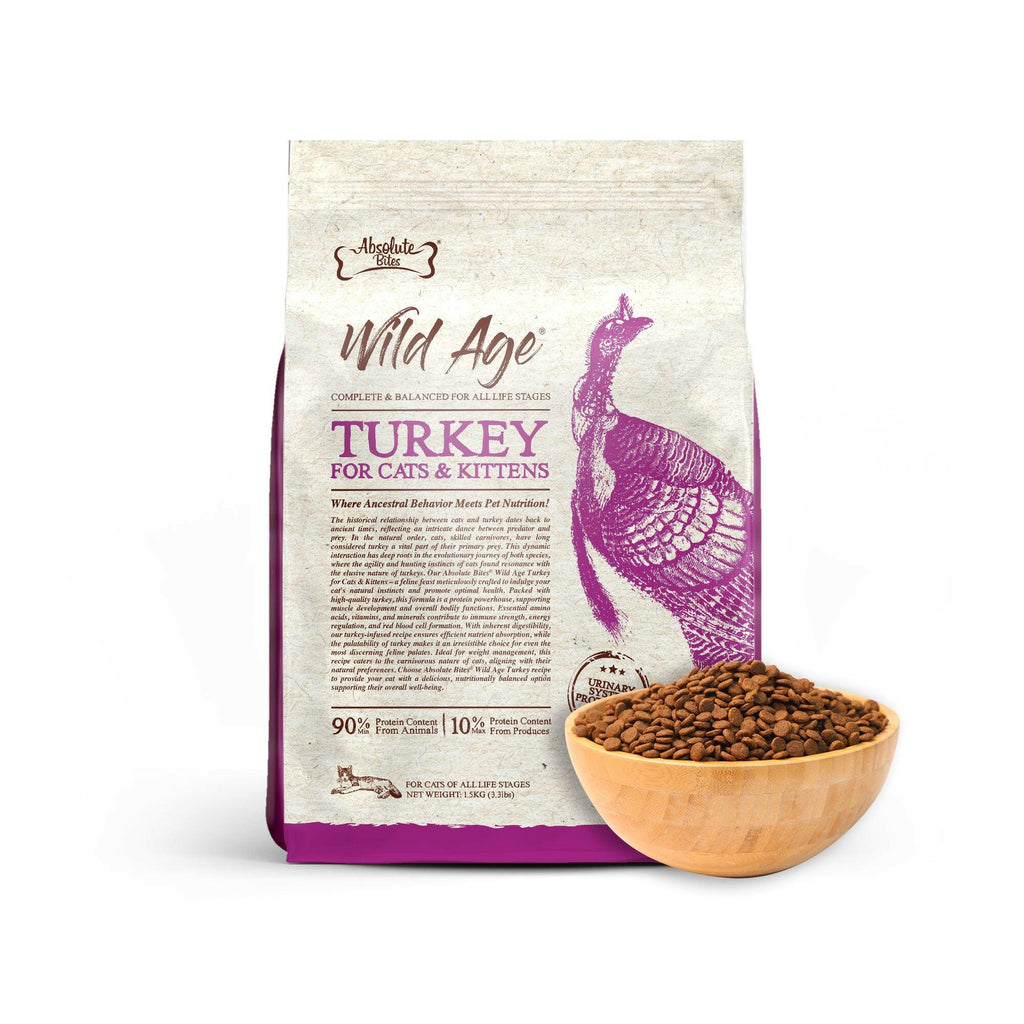 Absolute Bites Wild Age Dry Cat Food - Turkey (3.3lbs).