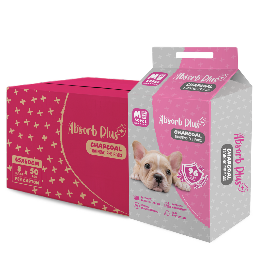 [CTN OF 8] Absorb Plus Charcoal Pee Pad Pet Sheets - M (8x50pcs) | 45cm x 60cm.