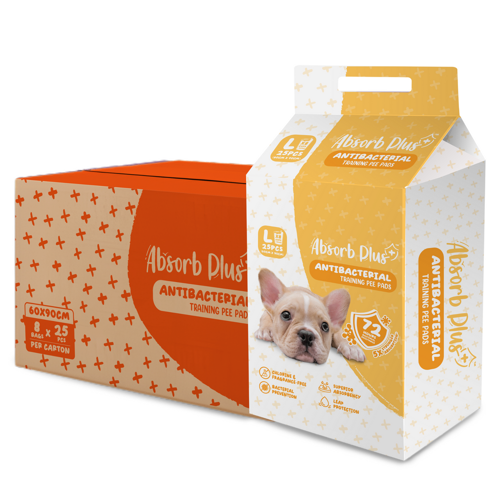 [CTN OF 8] Absorb Plus Antibacterial Pee Pad Pet Sheets - L (8x25pcs) | 60cm x 90cm.