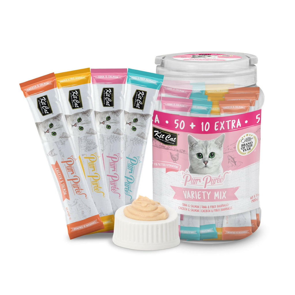 Kit Cat Purr Puree Liquid Treats for Cats - Variety Mix (15g) | 60 Sticks.