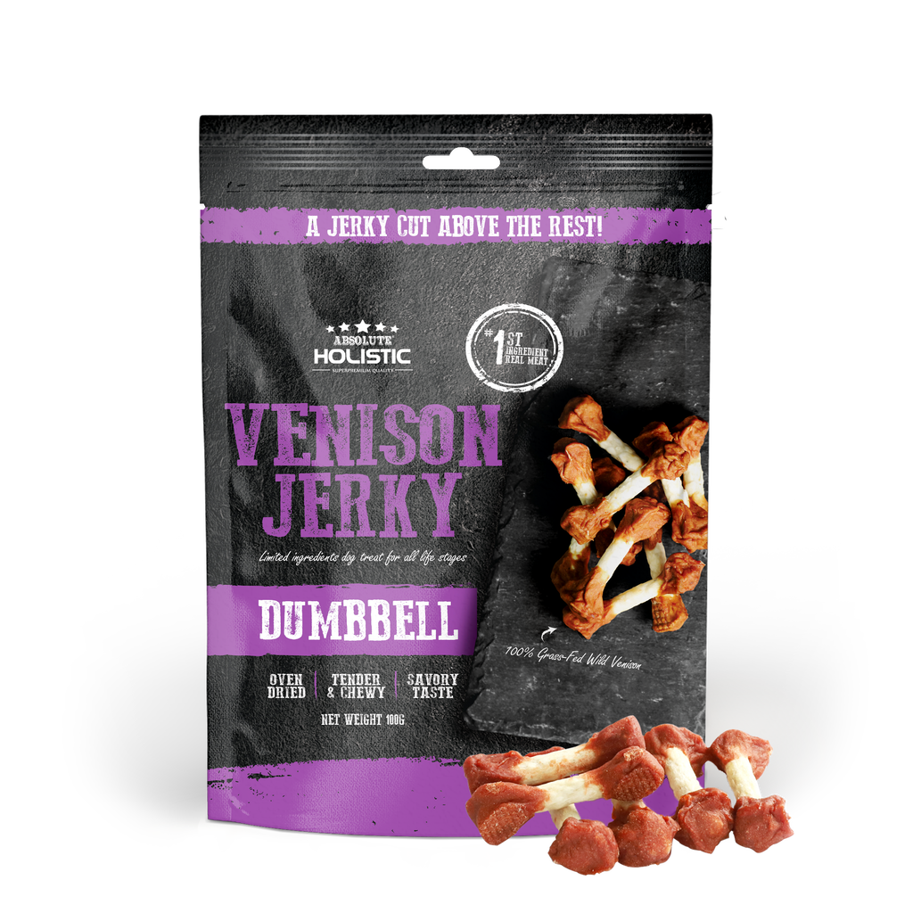 Absolute Holistic Grain Free Treats for Dog - Venison Jerky Dumbbell (100g).