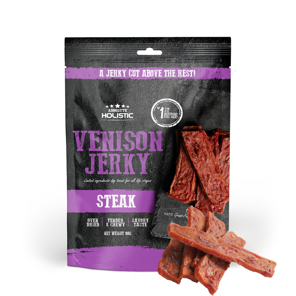Absolute Holistic Grain Free Treats for Dog - Venison Jerky Steak (100g).
