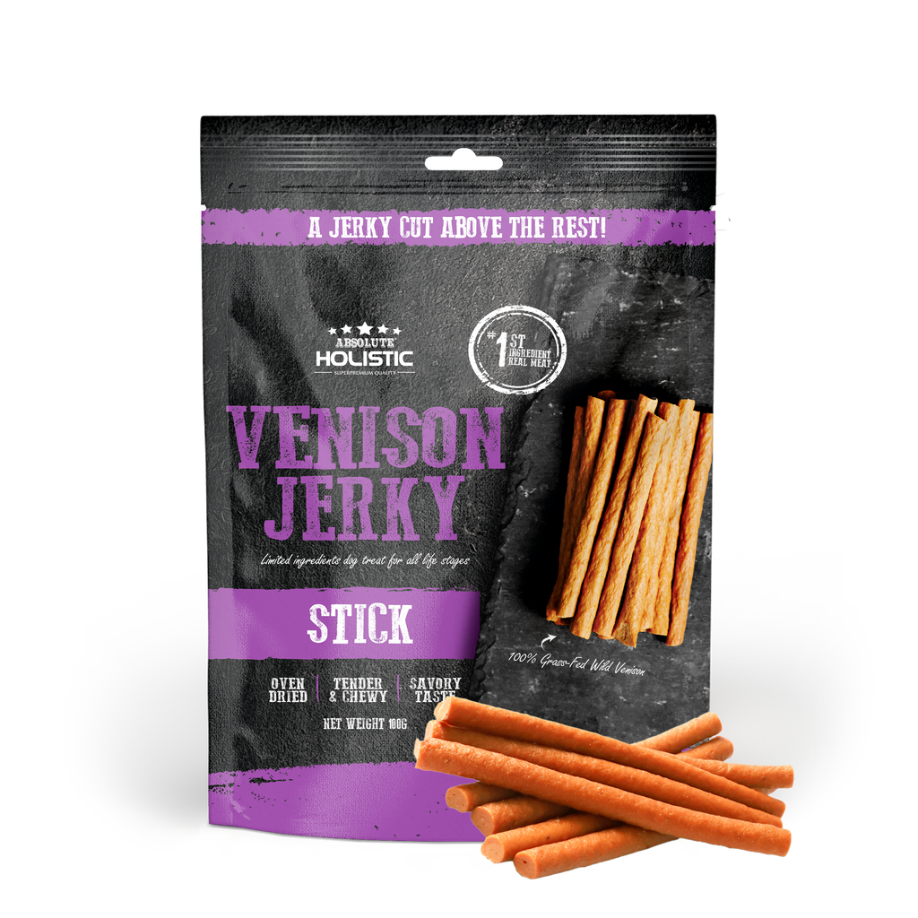 Absolute Holistic Grain Free Treats for Dog - Venison Jerky Loin Stick (100g).