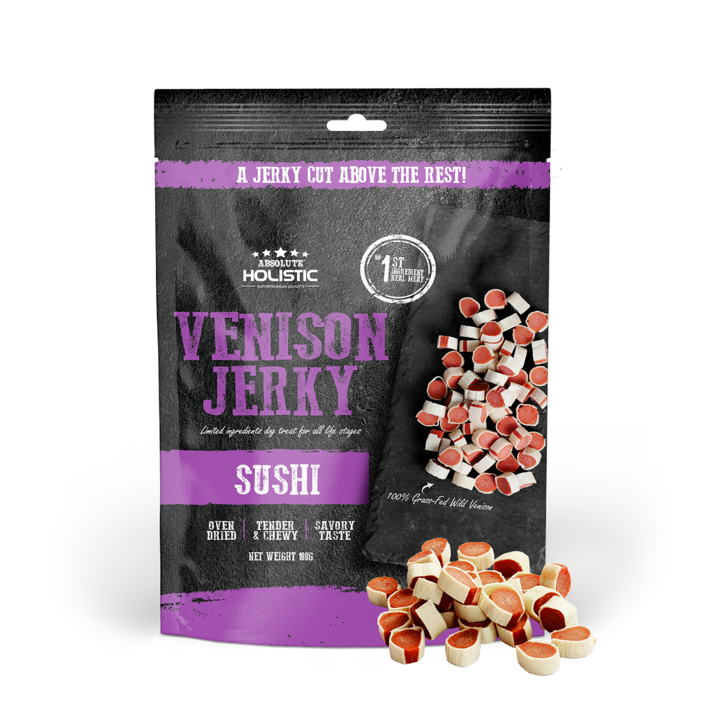 Absolute Holistic Grain Free Treats for Dog - Venison Jerky Sushi (100g).