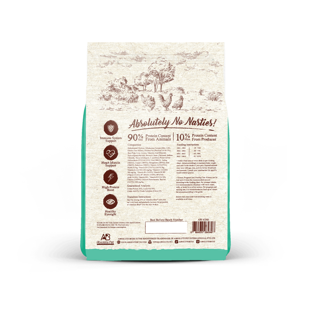 Absolute Bites Wild Age Dry Cat Food - Chicken (3.3lbs).