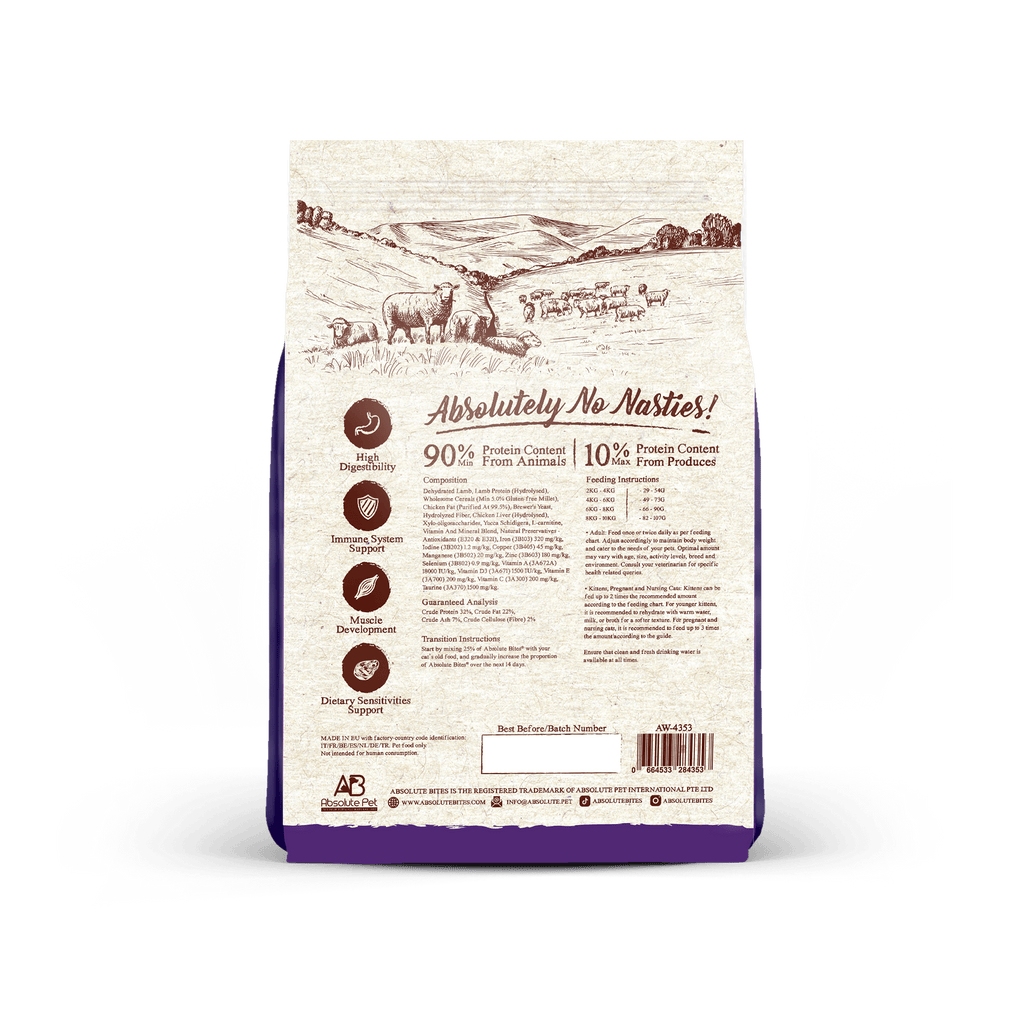 Absolute Bites Wild Age Dry Cat Food - Lamb (3.3lbs).