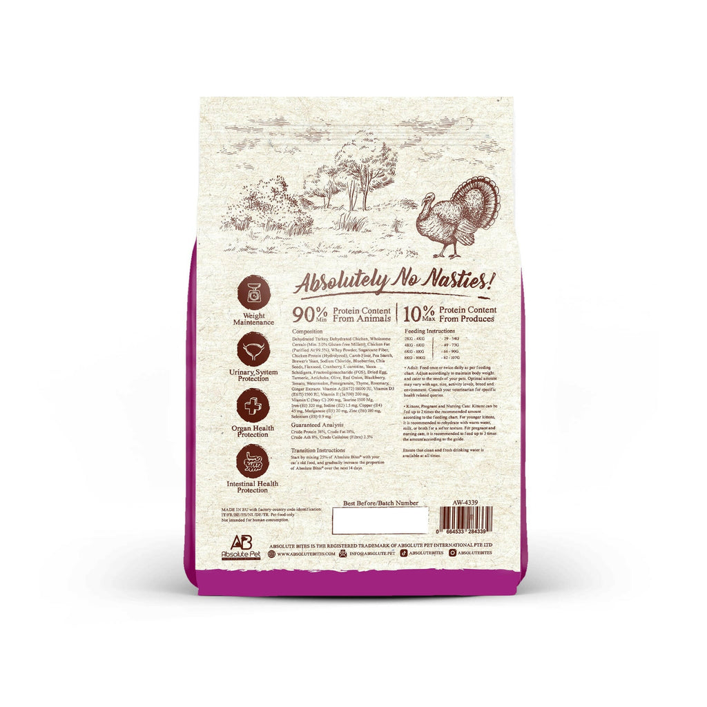 Absolute Bites Wild Age Dry Cat Food - Turkey (Sample).
