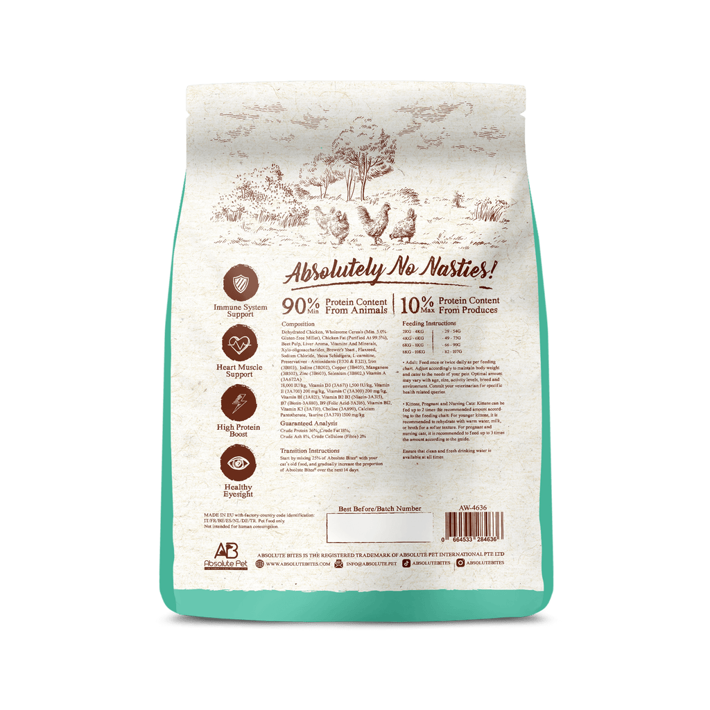 Absolute Bites Wild Age Dry Cat Food - Chicken (12lbs).