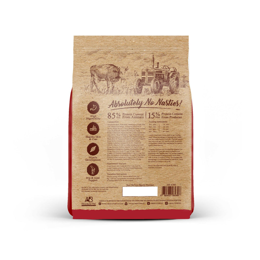 Absolute Bites Wild Age Dry Dog Food - Beef & Potato (3.3lbs).