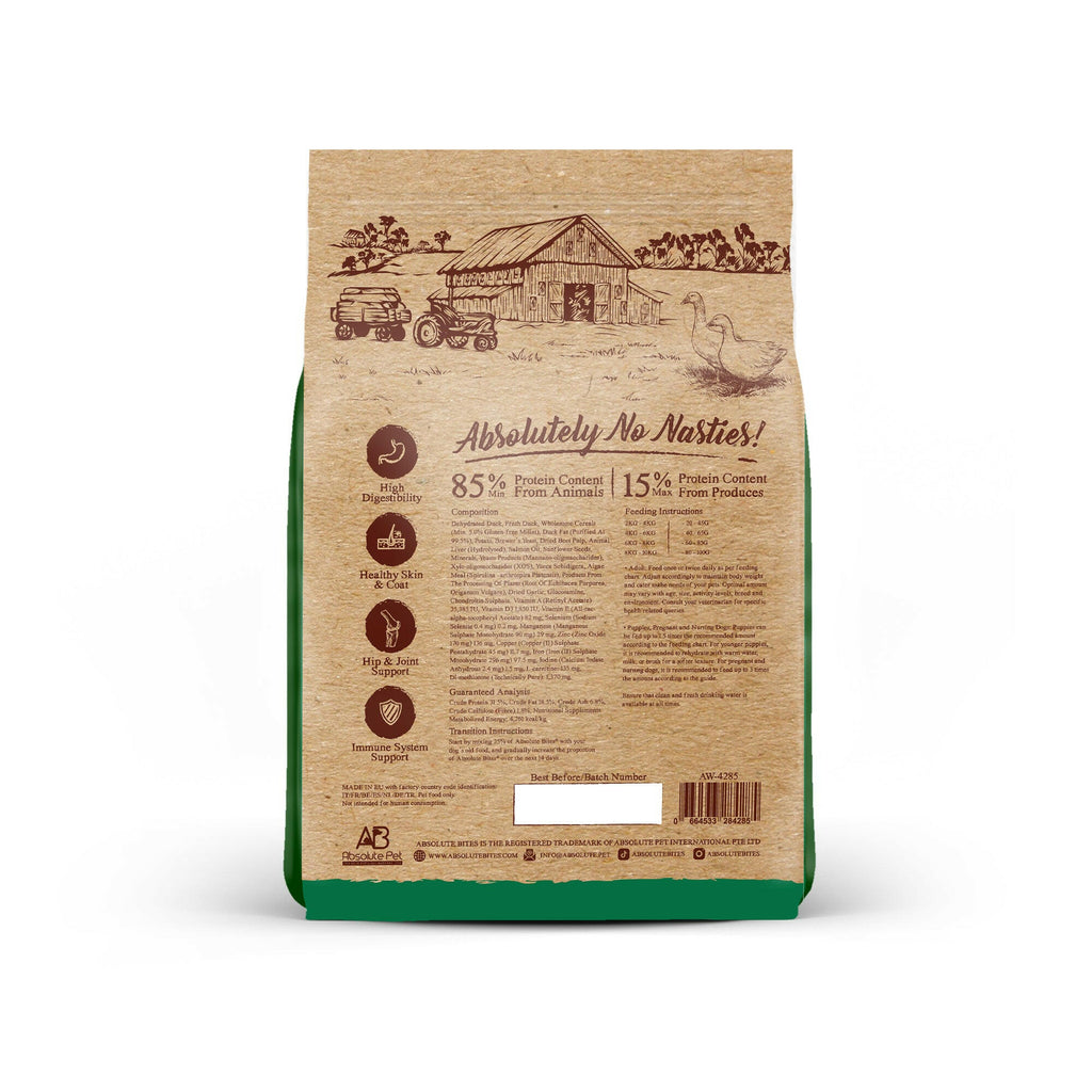 Absolute Bites Wild Age Dry Dog Food - Duck & Potato (3.3lbs).