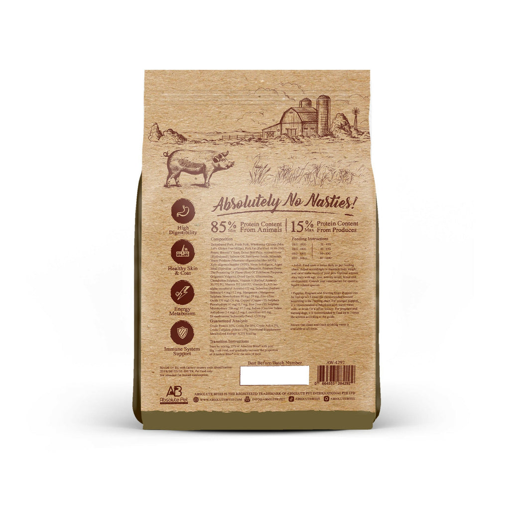 Absolute Bites Wild Age Dry Dog Food - Pork & Potato (3.3lbs).