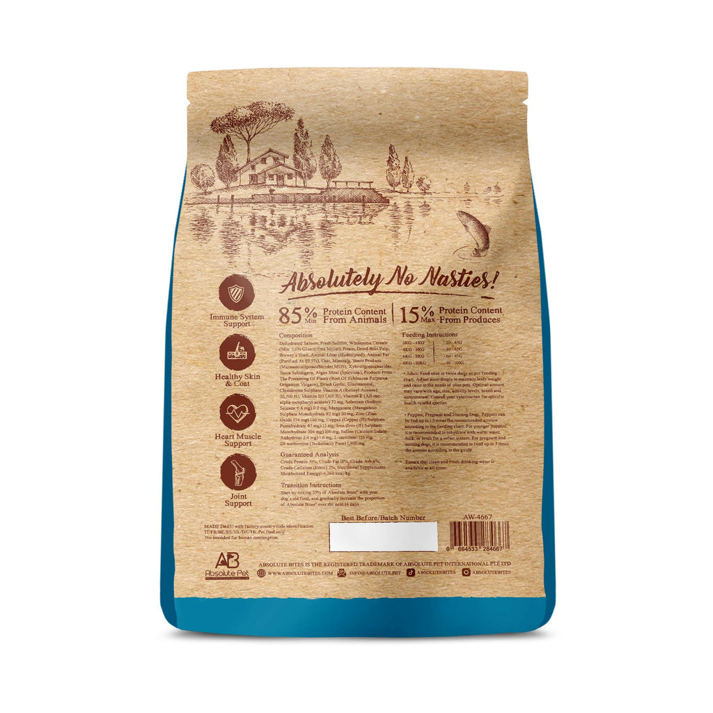 Absolute Bites Wild Age Dry Dog Food - Salmon & Potato (22lbs).