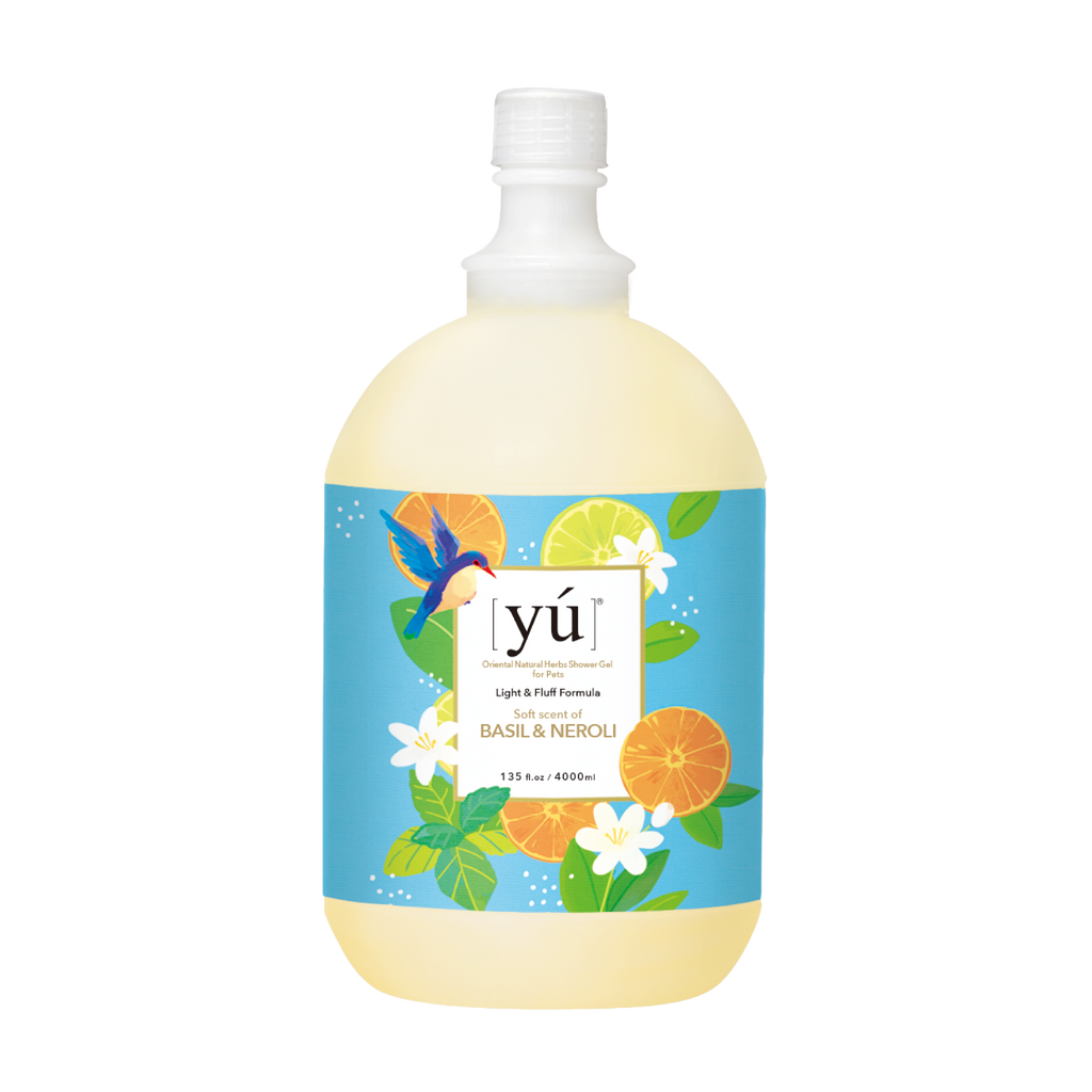YU Light & Fluff Formula Oriental Natural Herbs Shower Gel for Cats & Dogs - Basil & Neroli (4000ml).