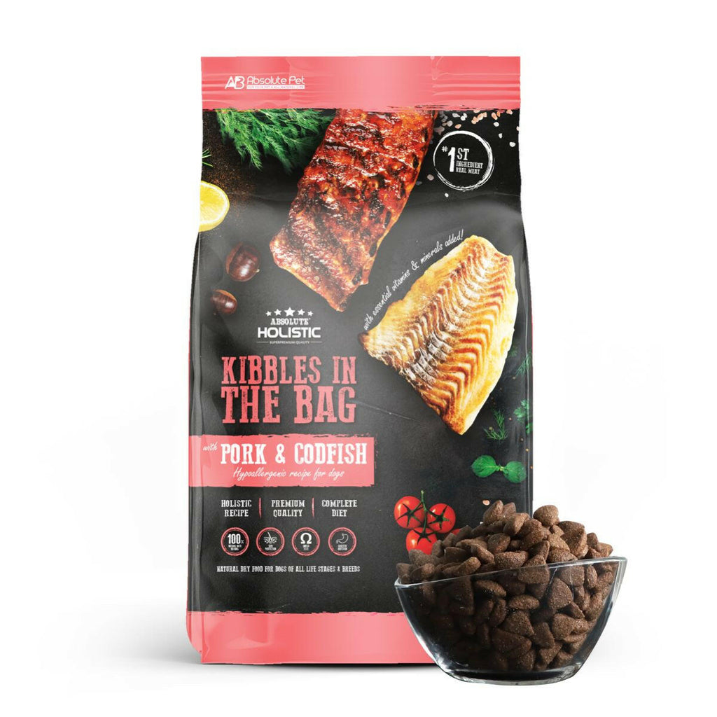 Absolute Holistic Kibbles in the Bag Dry Dog Food - Pork & Codfish (12kg).