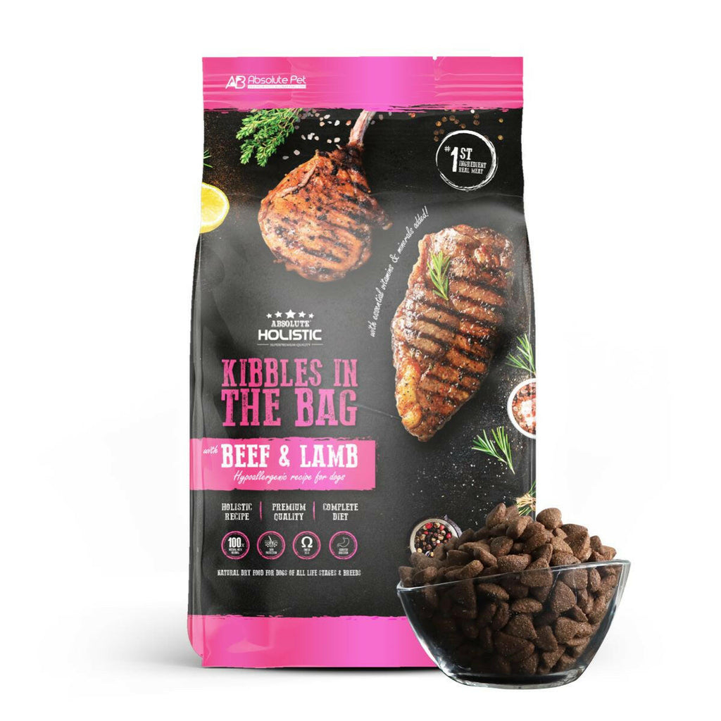 Absolute Holistic Kibbles in the Bag Dry Dog Food - Beef & Lamb (12kg).