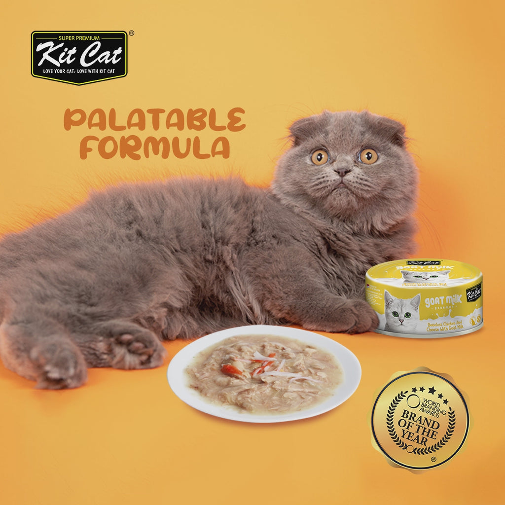 Kit Cat Goat Milk Gourmet Canned Cat Food - Chicken & Shrimp (70g).