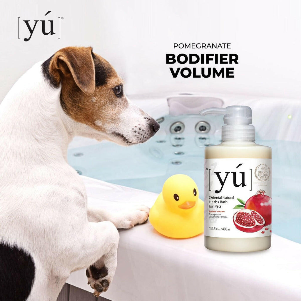 YU Oriental Natural Herbs Bath Shampoo for Cats & Dogs -  Pomegranate Volumizing Formula (400ml).