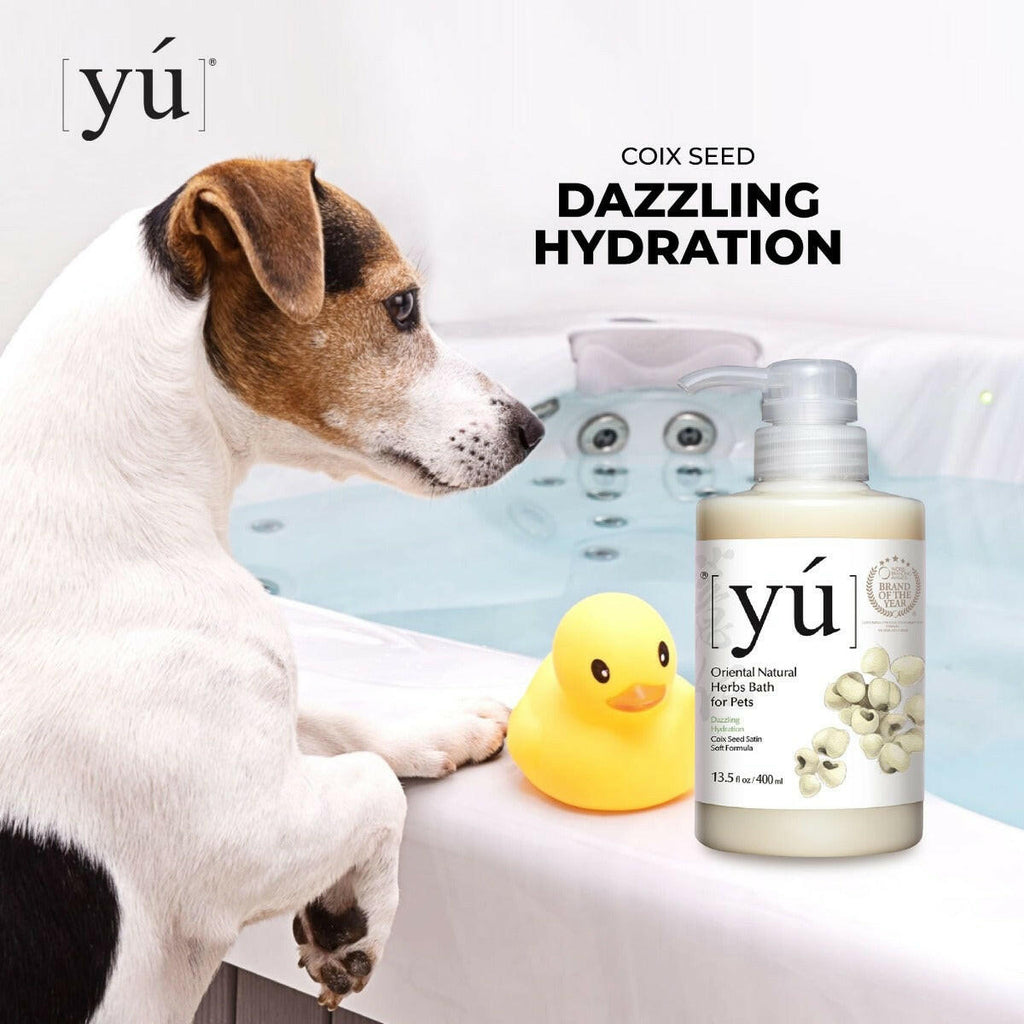 YU Oriental Natural Herbs Bath Shampoo for Cats & Dogs -  Coix Seed Satin Soft Formula (400ml).