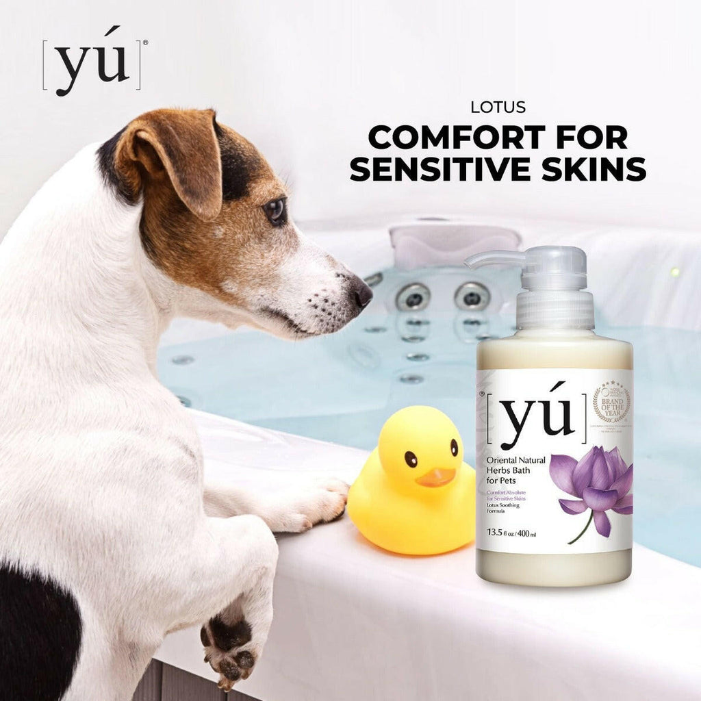 YU Oriental Natural Herbs Bath Shampoo for Cats & Dogs - Lotus Soothing Formula (400ml).