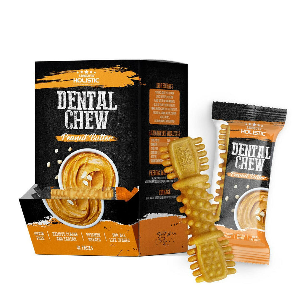 [CTN OF 50] Absolute Holistic Dental Chew for Dogs - Peanut Butter (4").