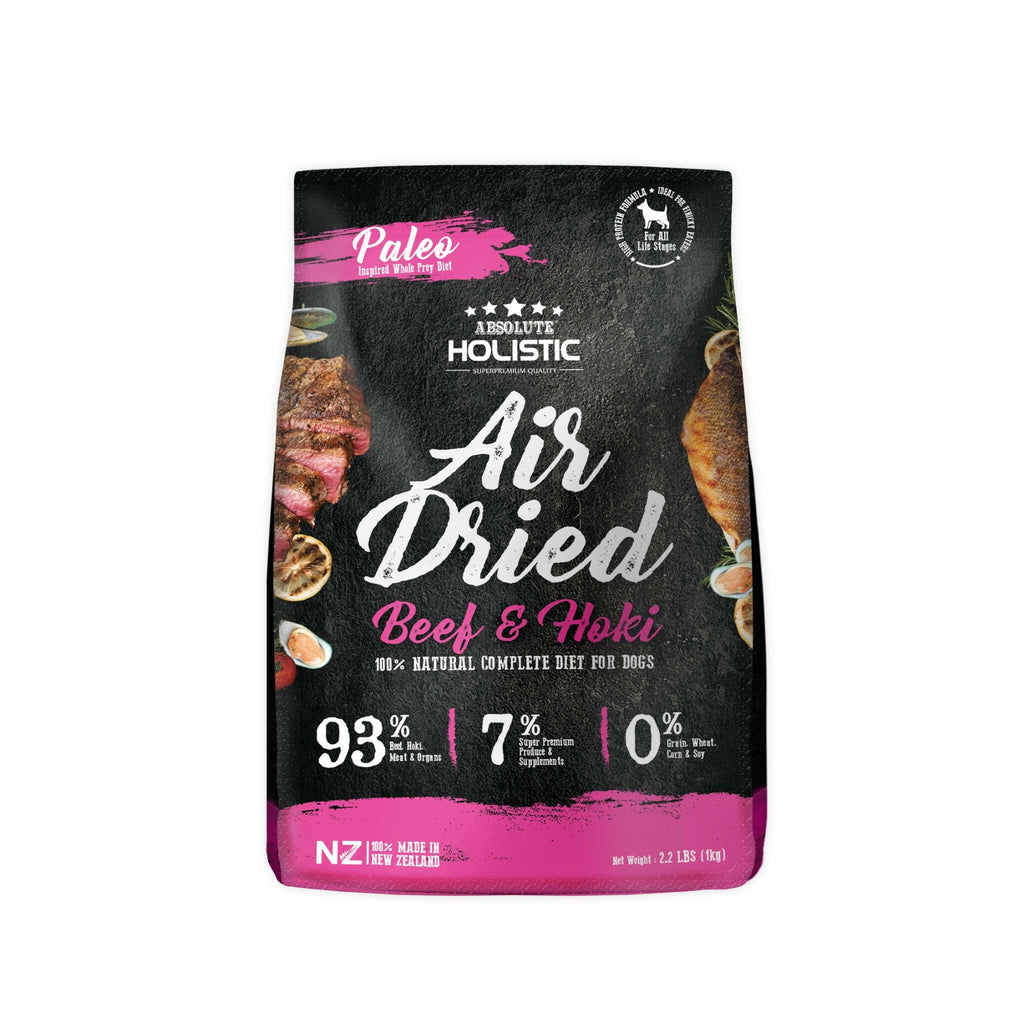 [CTN OF 6] Absolute Holistic Air Dried Food for Dogs - Beef & Hoki (1kg).