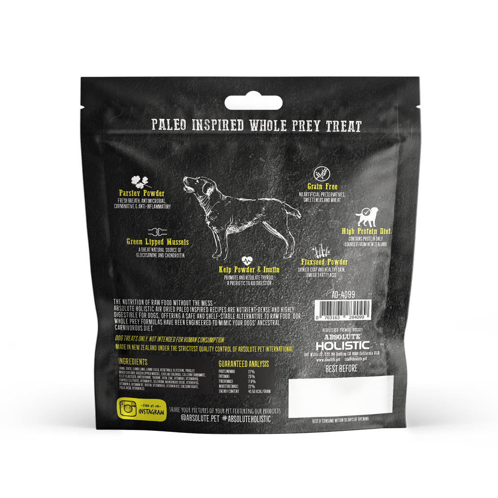 Absolute Holistic Air Dried Treats for Dogs - Lamb Confit (100g).