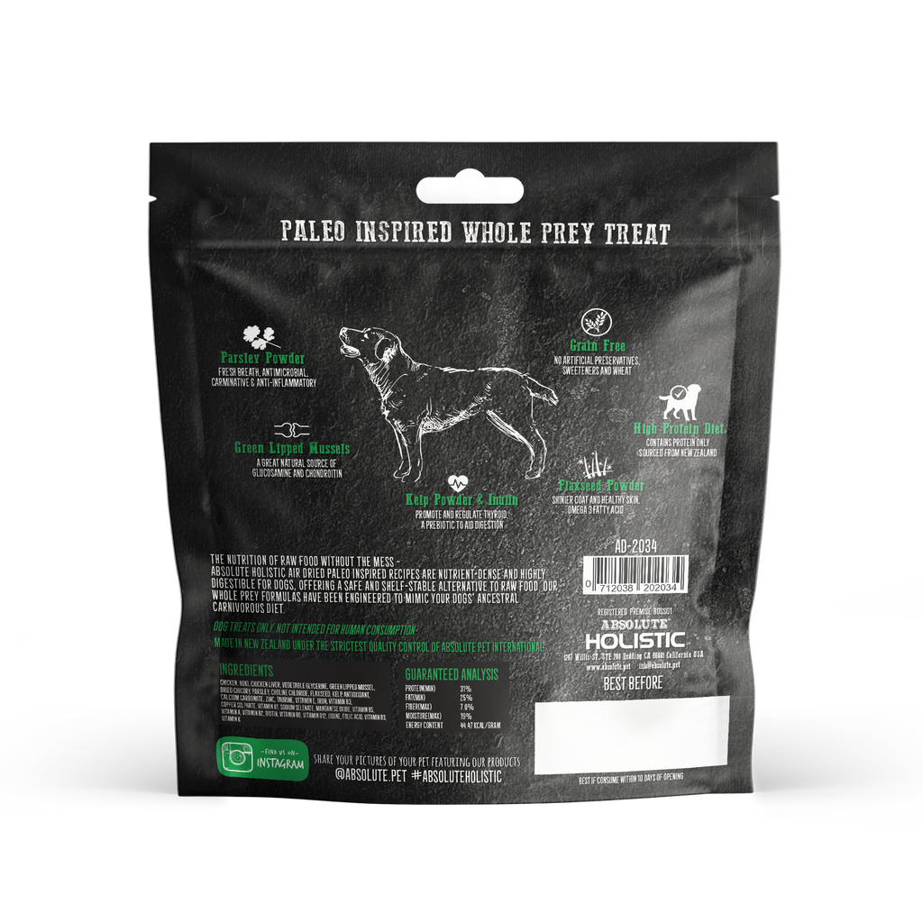 Absolute Holistic Air Dried Treats for Dogs - Grand Prairie (100g).