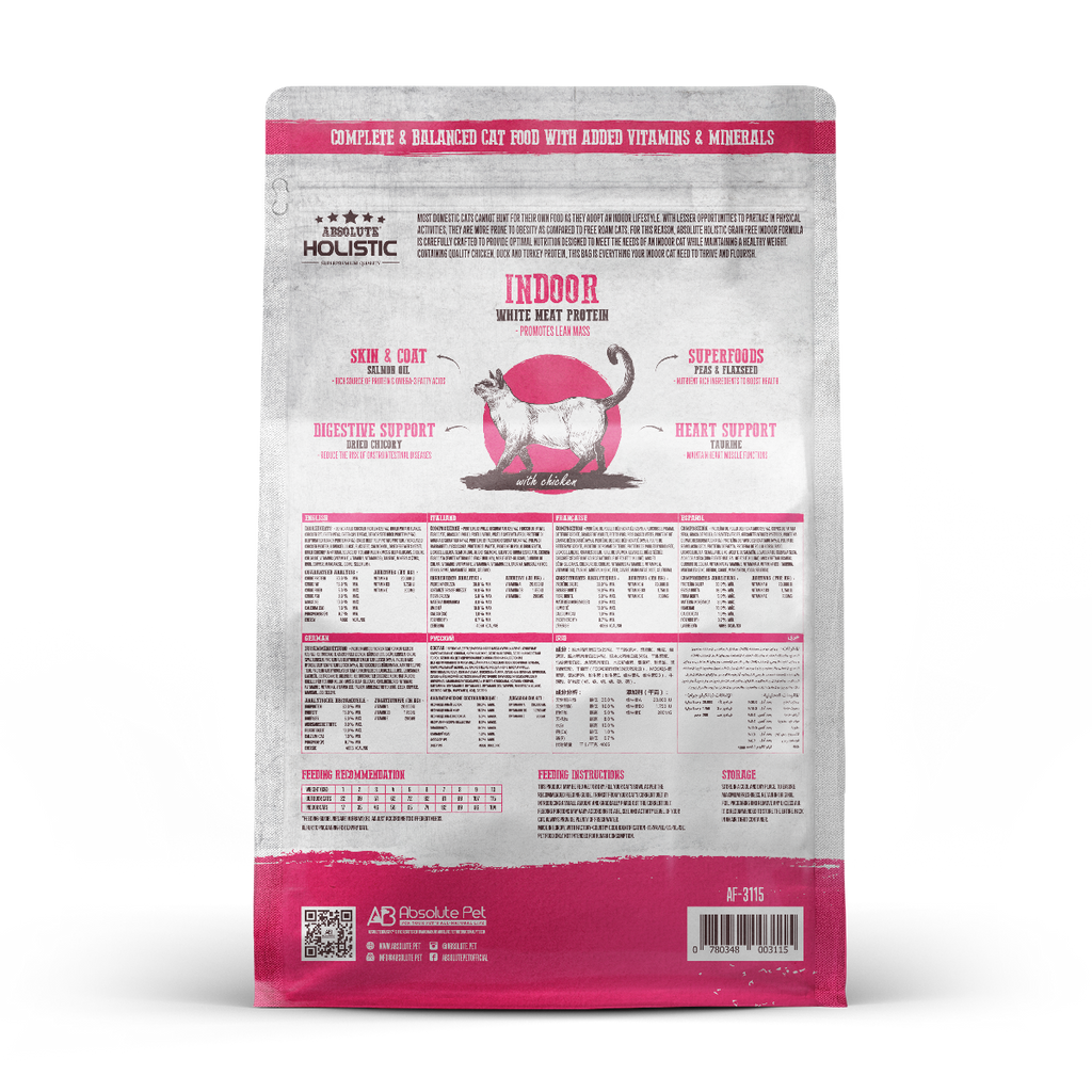 Absolute Holistic Grain Free Dry Cat Food -  Indoor (10lbs).