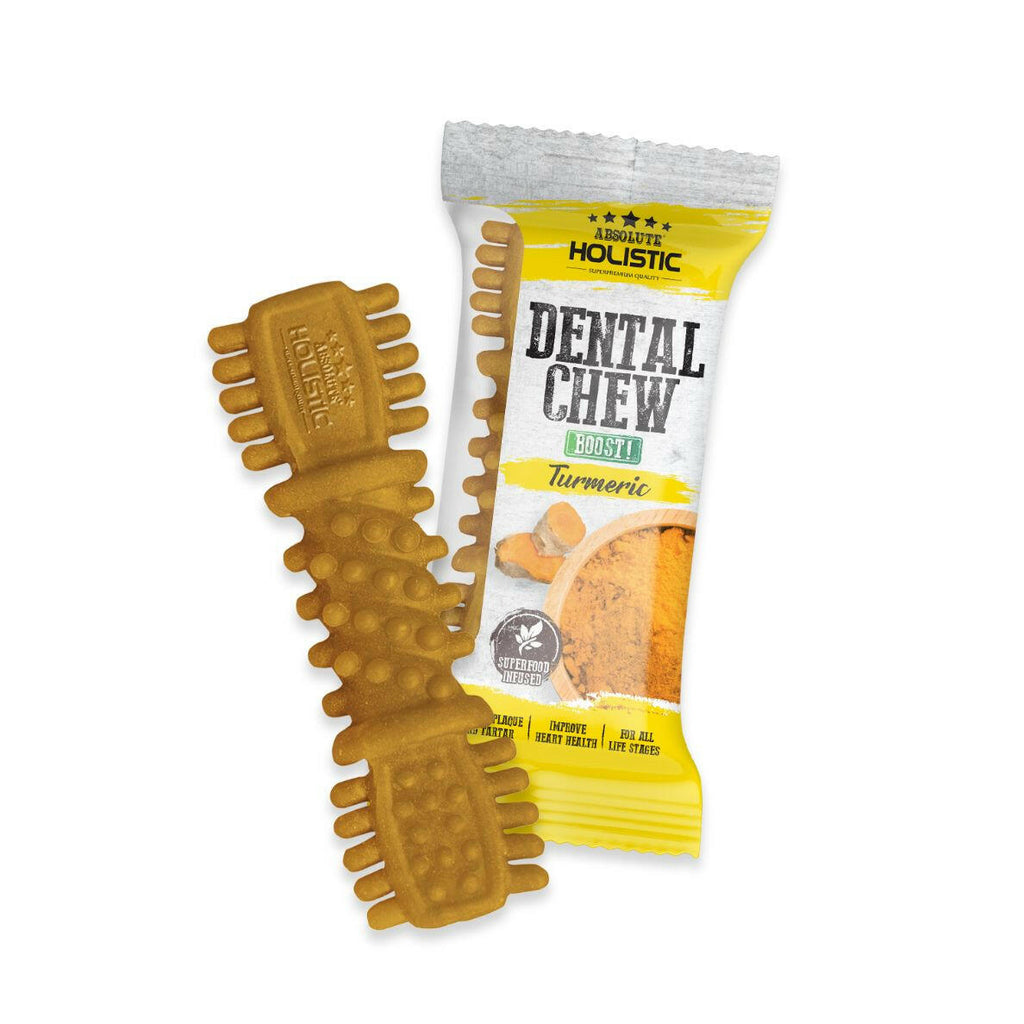 [CTN OF 50] Absolute Holistic BOOST Dental Chew for Dogs - Turmeric (4") | Infused with Superfood.