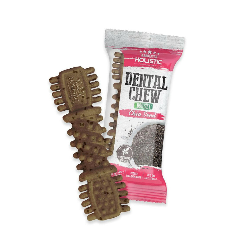 [CTN OF 50] Absolute Holistic BOOST Dental Chew for Dogs - Chia Seed (4") | Infused with Superfood.