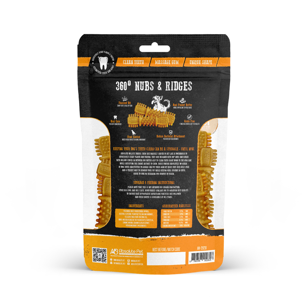 Absolute Holistic Value Pack Dental Chews for Dogs -  Peanut Butter (160g).