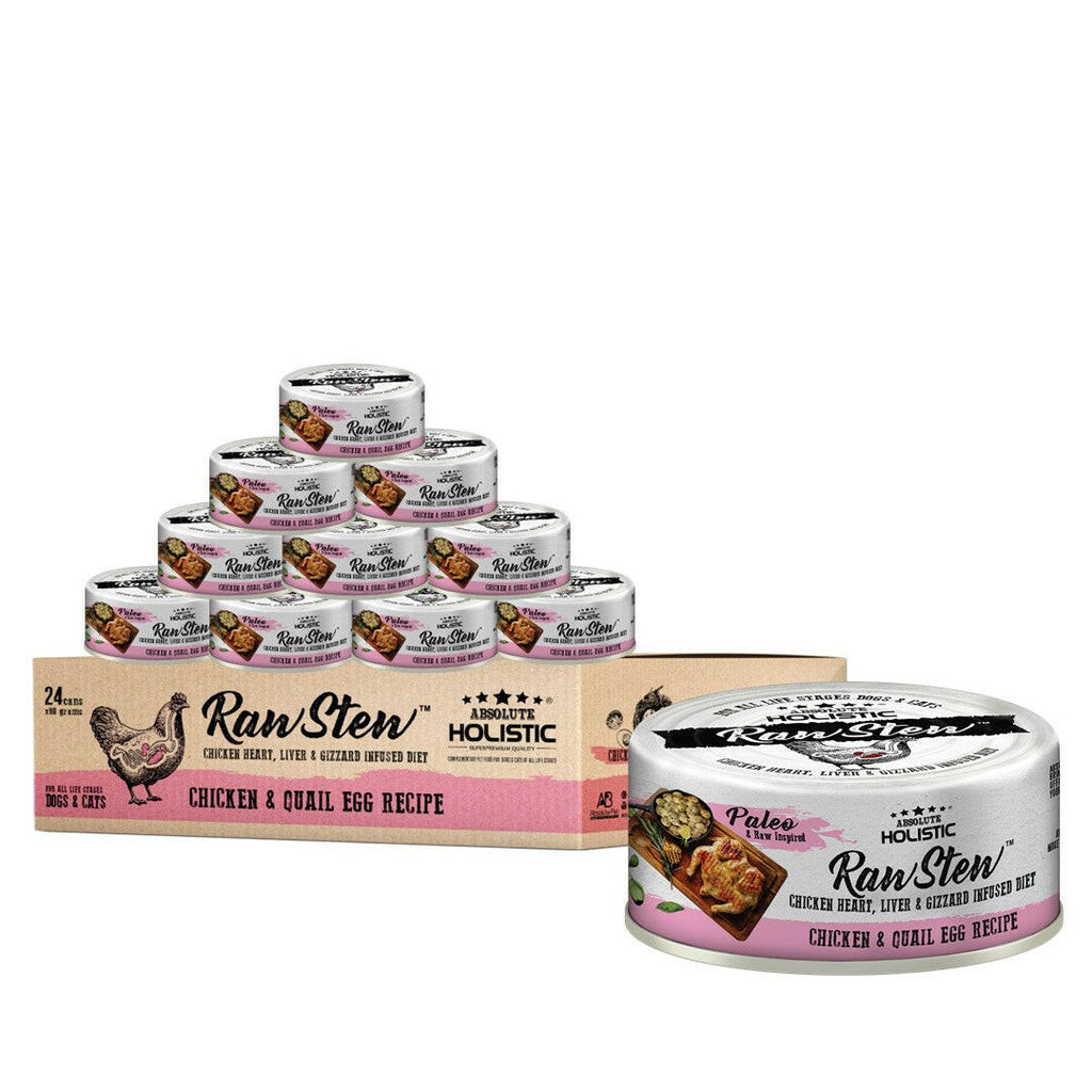 [CTN OF 24] Absolute Holistic Raw Stew Canned Food for Cats & Dogs - Chicken & Quail Egg (80g).