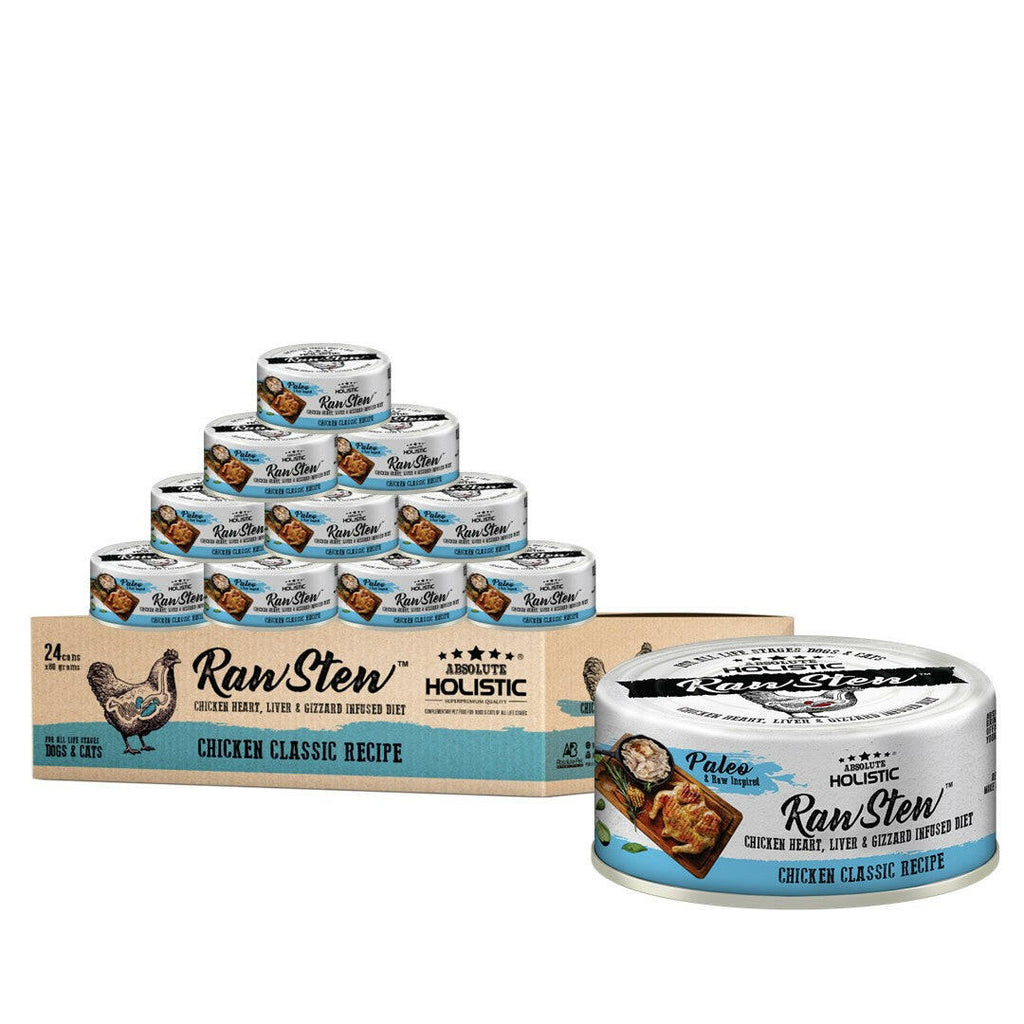 [CTN OF 24] Absolute Holistic Raw Stew Canned Food for Cats & Dogs - Chicken Classic (80g).