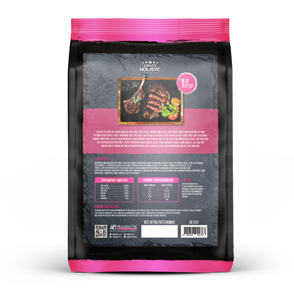 Absolute Holistic Kibbles in the Bag Dry Dog Food - Beef & Lamb (12kg).
