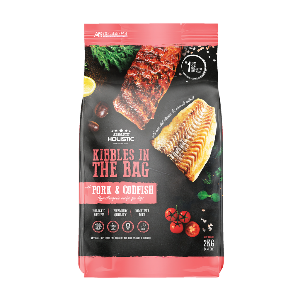 Absolute Holistic Kibbles in the Bag Dry Dog Food - Pork & Codfish (Sample).